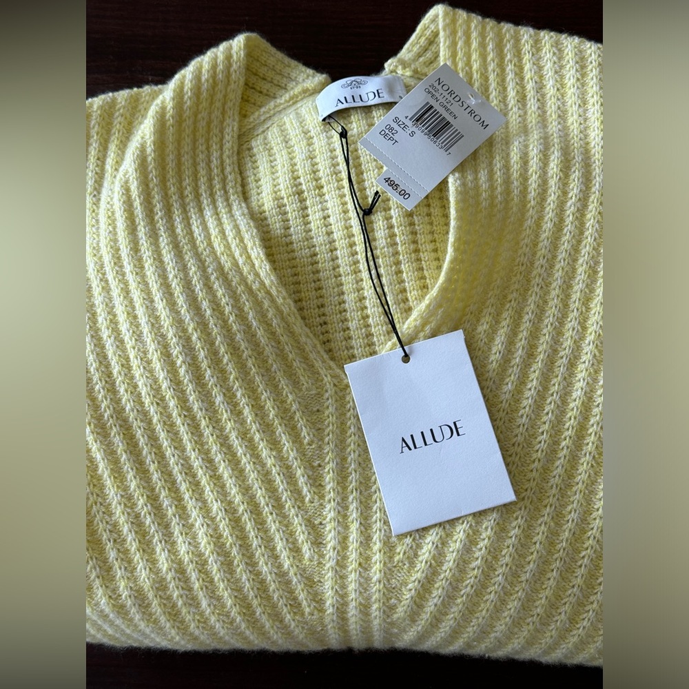 Butter Yellow Cashmere Sweater by Allude, Ribbed